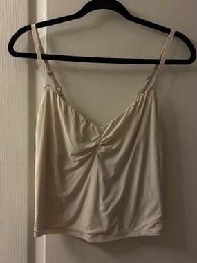 Aerie Smoothez Ruched Cami Tank Top - Cake Batter / Cream / Off White, XL